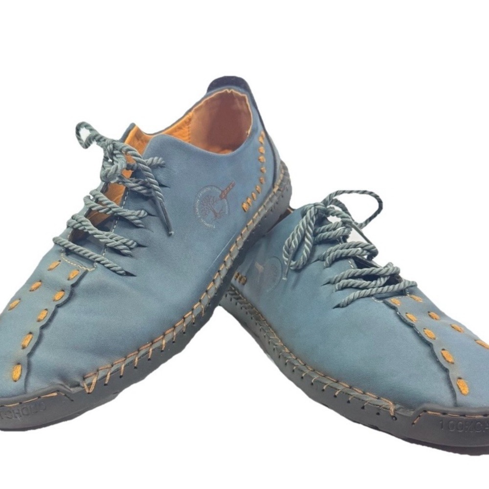 Men’s Synthetic Leather Casual Shoes Blue Stitch Lace Up Size 47 Us 13 Pre-owned